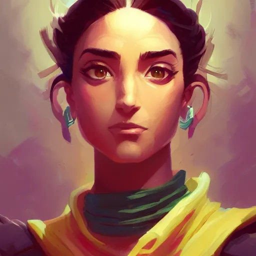 Image similar to profile portrait, maya ali mage, gloomhaven, dynamic lighting, gaudy colors, octane render aesthetic, matte painting concept art, official fanart behance hd artstation by jesper ejsing, by rhads and makoto shinkai and lois van baarle and ilya kuvshinov and rossdraws