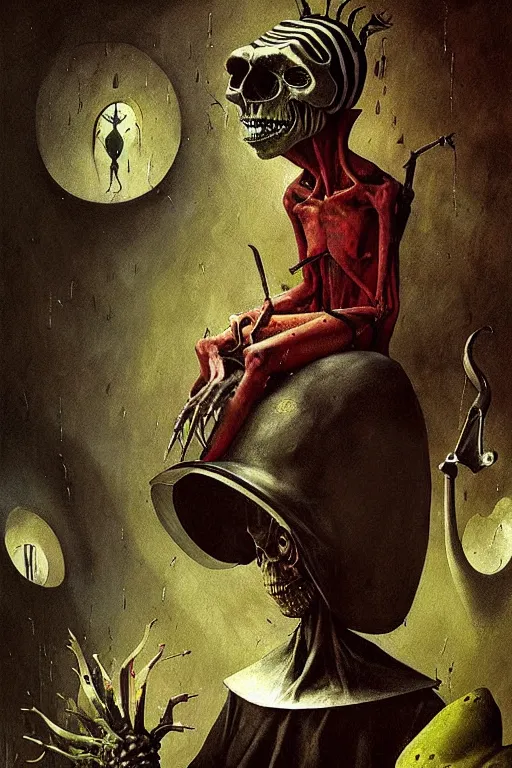 Image similar to hieronymus bosch, greg rutkowski, anna podedworna, painting of beetlejuice