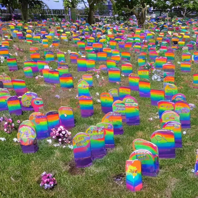 Prompt: rainbow graveyard