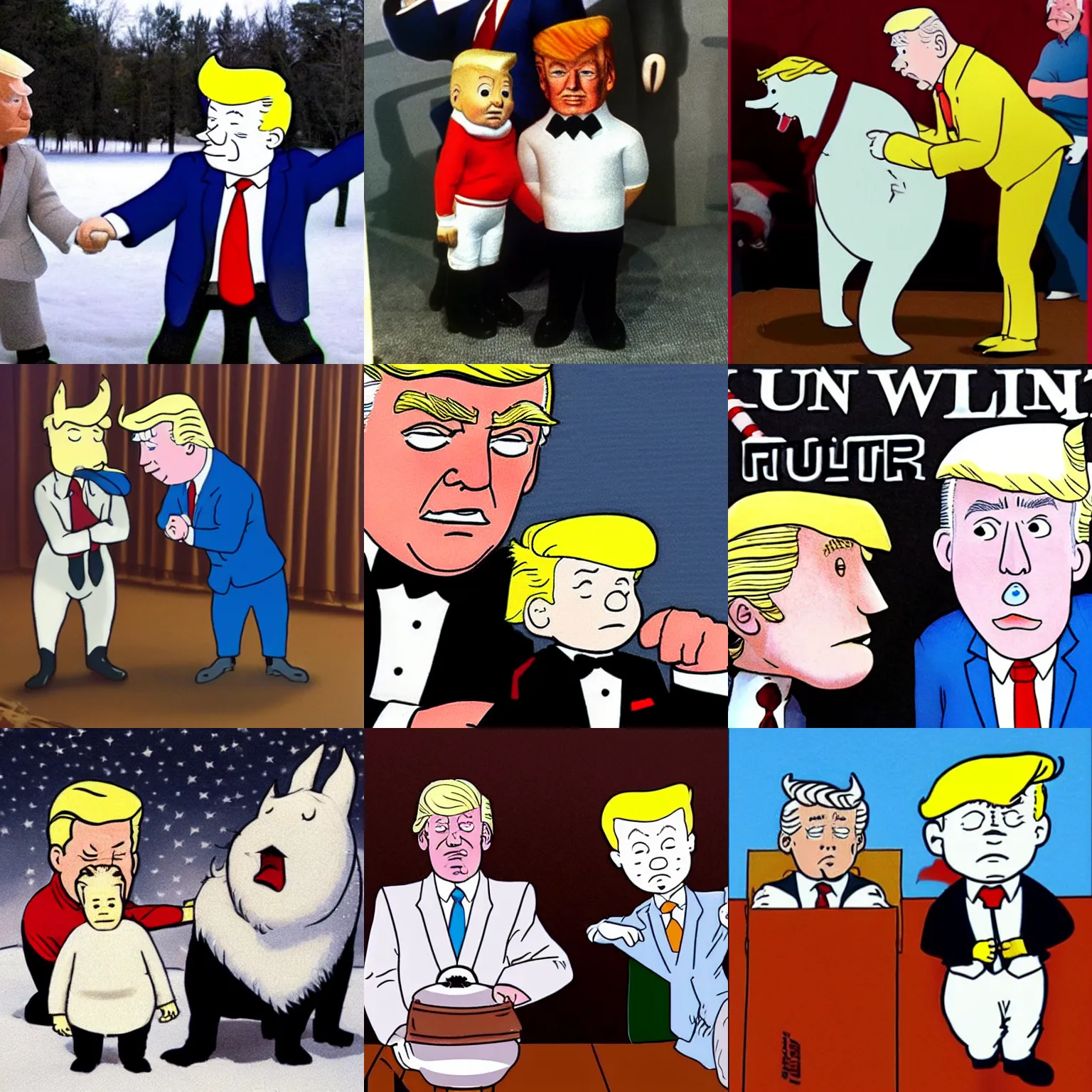 Image similar to Snowy and Tintin as Donald Trump