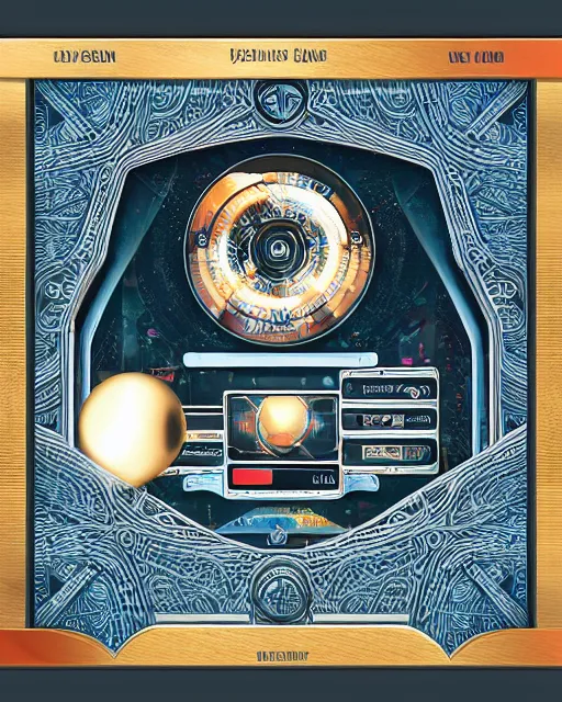Image similar to game card frame, full view, futuristic, nft, clean centered album cover in intricate detail