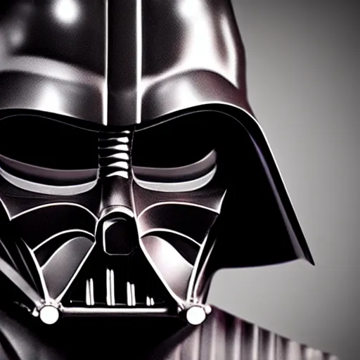 Image similar to darth vader in a dark room, face close up, realistic, highly detailed, studio photo