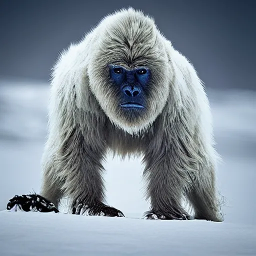 Image similar to wild yeti, wildlife photography by Paul Nicklen, perfect lighting