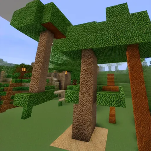 Prompt: minecraft valorant landscape tree