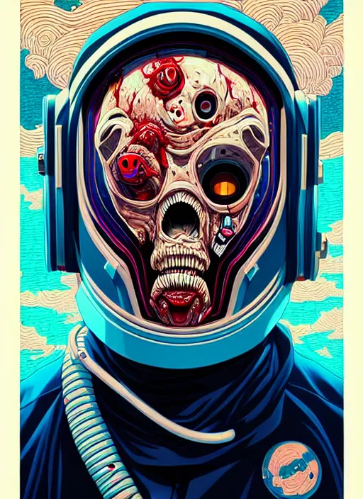 Prompt: zombie astronaut, tristan eaton, victo ngai, artgerm, rhads, ross draws, hyperrealism, intricate detailed