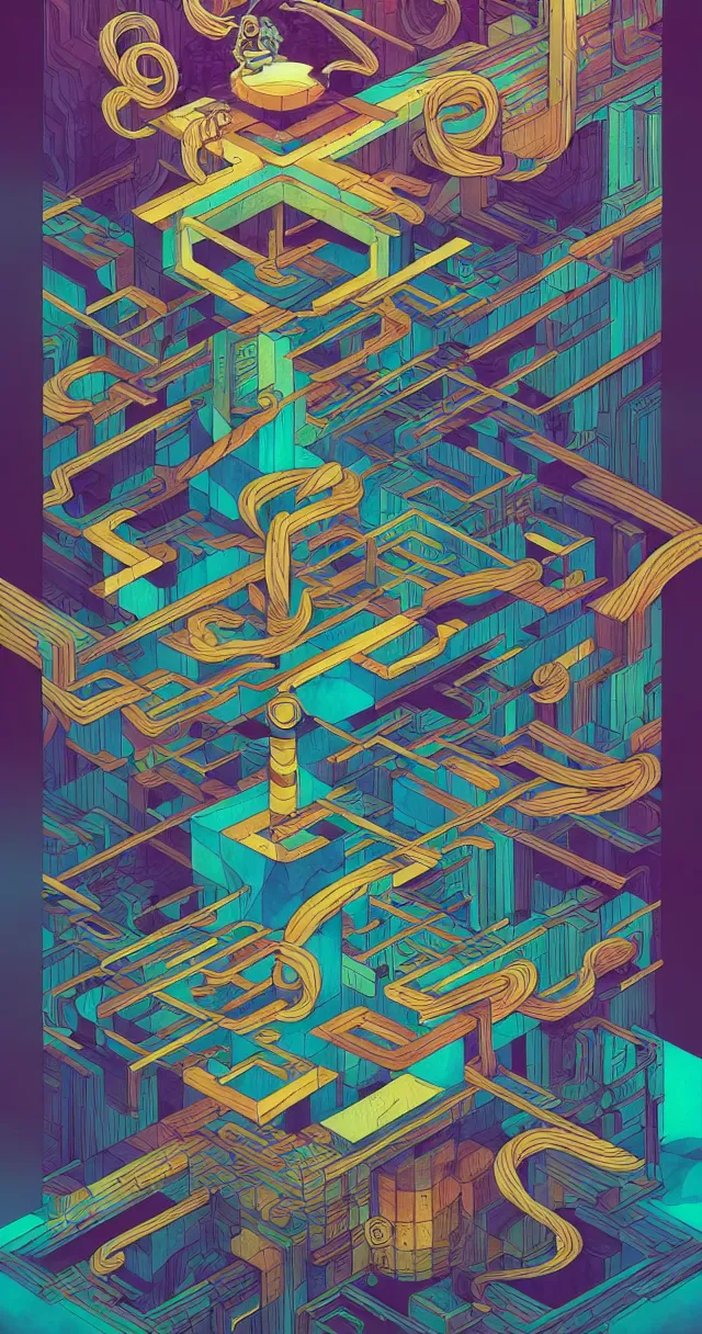 Image similar to arcane twisted turn of fate abstraction, centered award winning ink pen illustration, isometric abstract illustration by dan mumford, edited by craola, technical drawing by beeple and tooth wu, tiny details by artgerm and watercolor girl, symmetrically isometrically centered