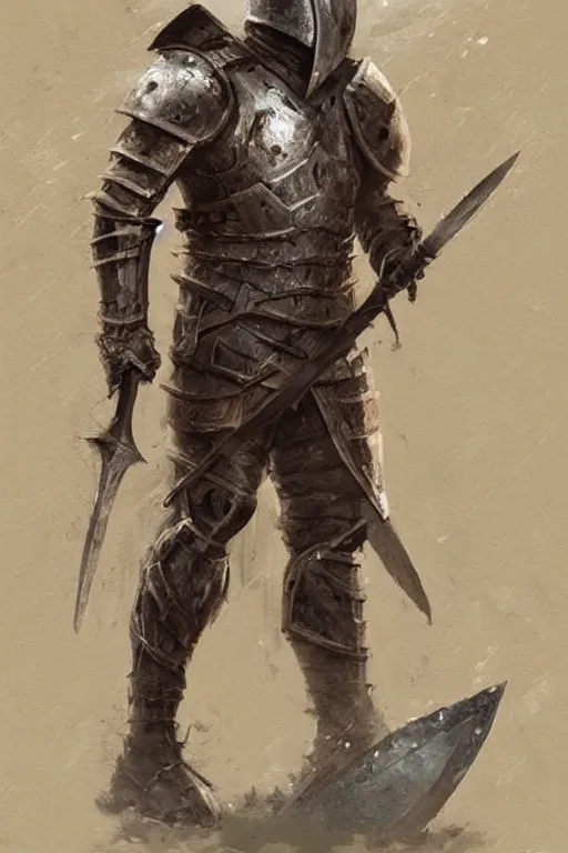 Prompt: a knight in hide armor holding an axe, leaning against an axe, axe!!! concept art in style of Greg Rutkowski, painted by Frank Frazetta, John Singer Sargant