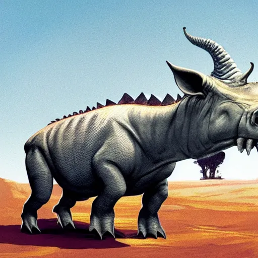 Image similar to elon musk as a rhinosaurus