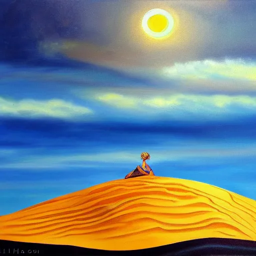 Prompt: oil painting painting of a sand dune shaped like a woman lying on her side