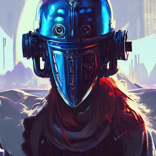 Image similar to cyberpunk viking helmet mask warrior goddess robot ninja fantasy, art gta 5 cover, official fanart behance hd artstation by jesper ejsing, by rhads, makoto shinkai and lois van baarle, ilya kuvshinov, ossdraws