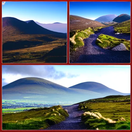 Image similar to the mountains of mourne in ireland in the style of midjourney