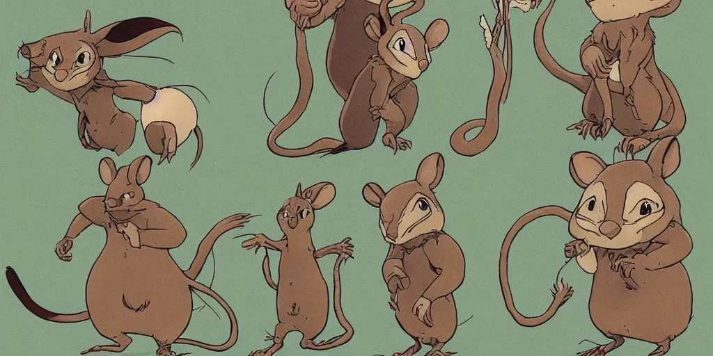 Image similar to character design, concept art, sprite of a mousefolk, by studio ghibli,