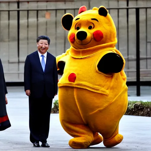 Prompt: xi jinping dressed in a winnie the pooh costume