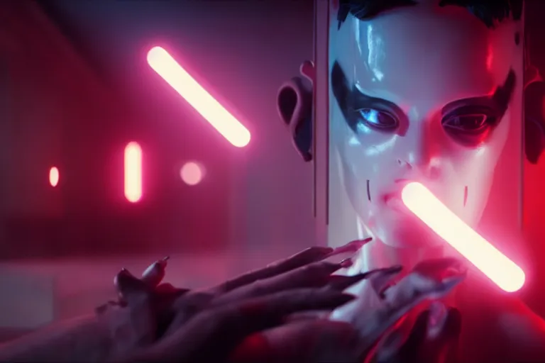 Image similar to vfx film, love death and robots, flat color profile low - key lighting award winning photography arri alexa cinematography, hyper real photorealistic cinematic, atmospheric cool colorgrade