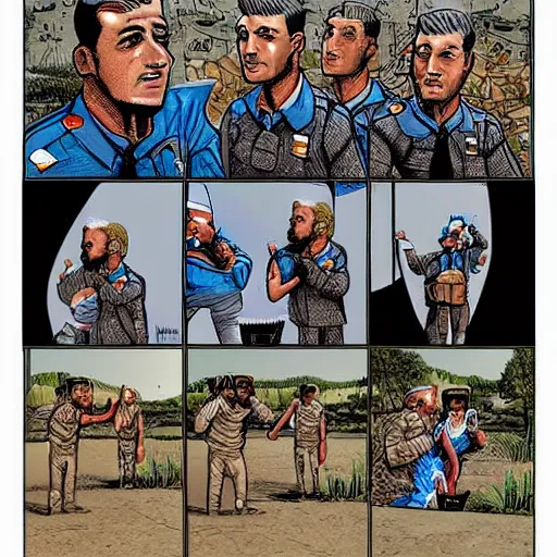 Prompt: kurdish peshmerga comic art by mike allred, highly detailed, award winning art