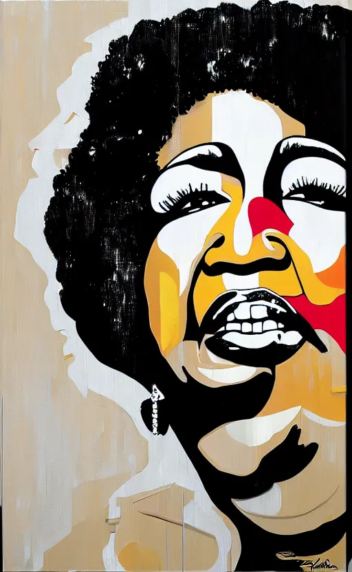Image similar to a portrait of aretha franklin singing, by sandra chevrier