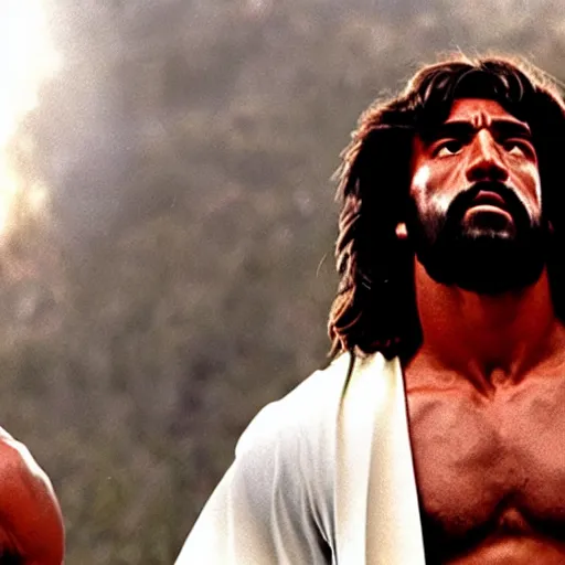 Prompt: Jesus as Rocky in the Rocky movie