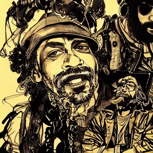 Image similar to portrait of cheech and chong, concept art, sumi - e style, intricate linework, artstation, trending, highly detailed, smooth, focus, art by yoji shinkawa,