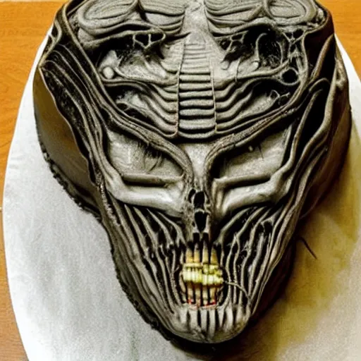 Prompt: cake made by H. R. Giger