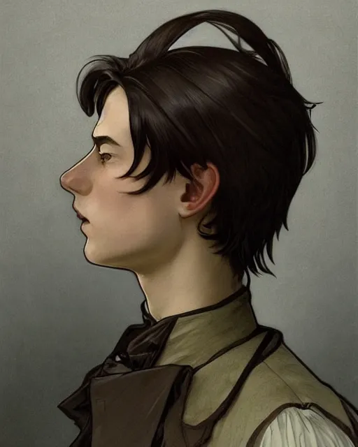 Prompt: cottagecore, man, Levi Ackerman, short hair, pointy nose, annoyed, wearing a maid outfit.elegant. highly detailed, digital painting, artstation, concept art, smooth, sharp, focus, illustration. art by artgerm and greg rutkowski alphonse mucha and Marat Safin