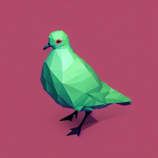 Image similar to isometric, vector, low poly, a green dove, low poly, cgsociety, black background, volumetric lighting, digital art