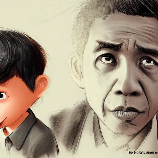 Prompt: child scribble of jokowi, behance,artstation