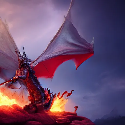 Prompt: female warrior riding a dragon spitting fire, with a thousand army dragon behind here riding to heaven, Unreal Engine, Artstation, 8K, live-action, cinematic,