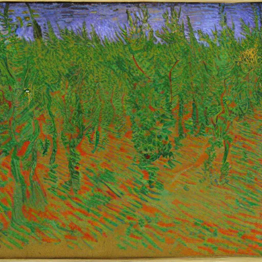 Prompt: raspberries in a forest by Vincent van Gogh