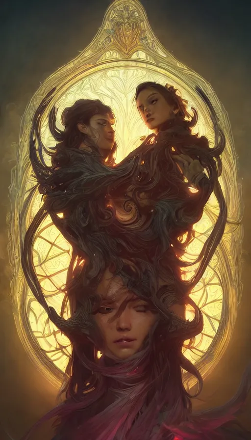 Image similar to soul hunters, fame of thrones, lord of daggers, pinup, neon, fibonacci, sweat drops, insane, intricate, highly detailed, digital painting, artstation, concept art, smooth, sharp focus, illustration, Unreal Engine 5, 8K, art by artgerm and greg rutkowski and alphonse mucha