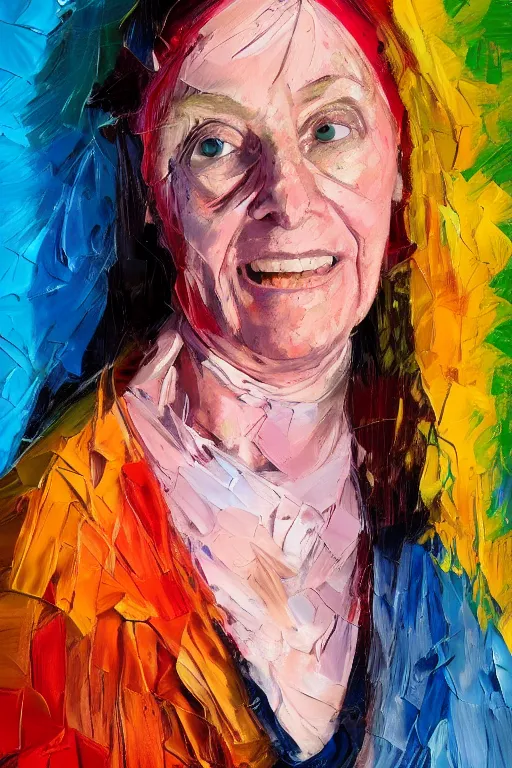 Prompt: palette knife oil painting portrait of geraldine granger, a kind hearted mental health professional who works as a social worker, extreme detail, artstation trending, artgerm, random racial background, deviant art, octane, substance, art history 8 k