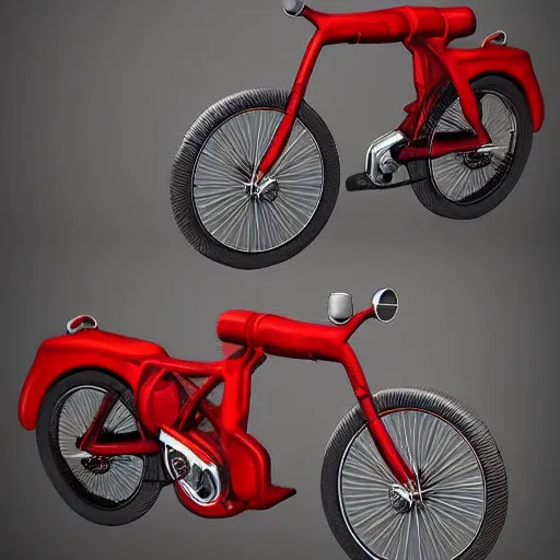 Prompt: humanoid on simple red bicycle artstation not detailed unreal