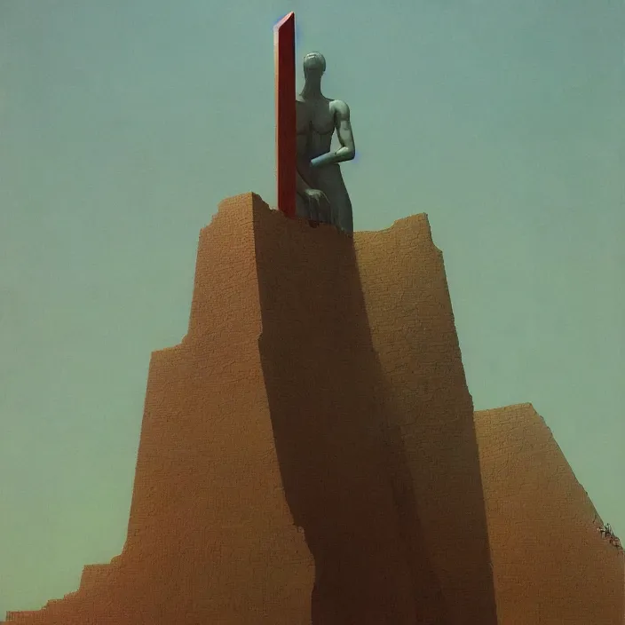 Image similar to nuke the giant statue, science fiction, Edward Hopper and James Gilleard, Zdzislaw Beksinski, highly detailed