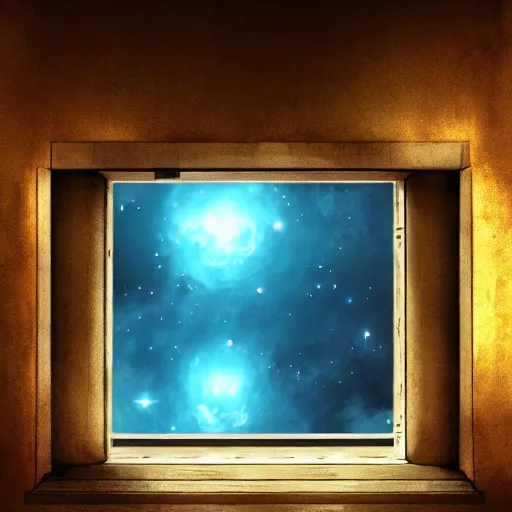 Image similar to the universe through a window, digital art, trending on artstation