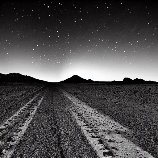 Prompt: area 51, shot in desert dark night sky, creepy lights