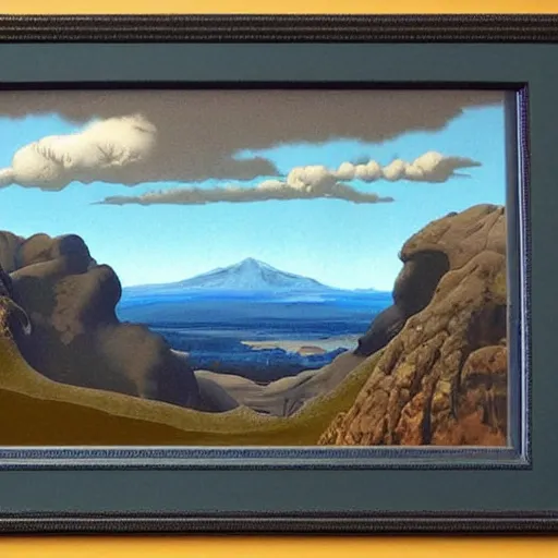 Prompt: scottish mountain view by roger dean