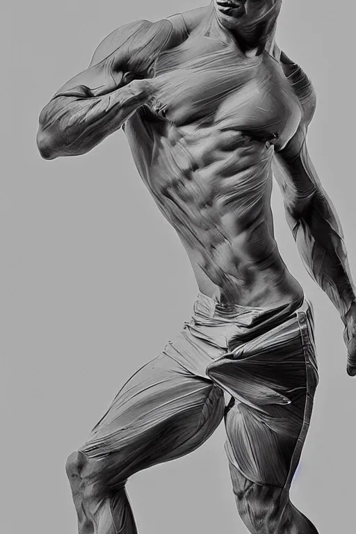 Image similar to male calisthenics fitness, abstract minimalist line art, beautiful, flowing brush strokes, energy, dramatic, oil painting trending on artstation