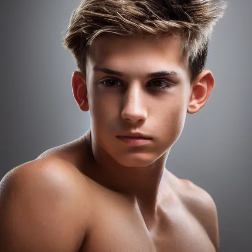 Prompt: portrait of a hot toned teenage boy. uhd. 8 k