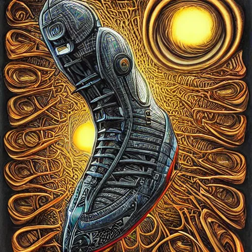 Image similar to futuristic sneakers by aaron horkey, fantasy art, ultra realistic, cinematic, wide angle, highly detailed