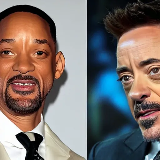 Prompt: will smith slaps robert downey jr.