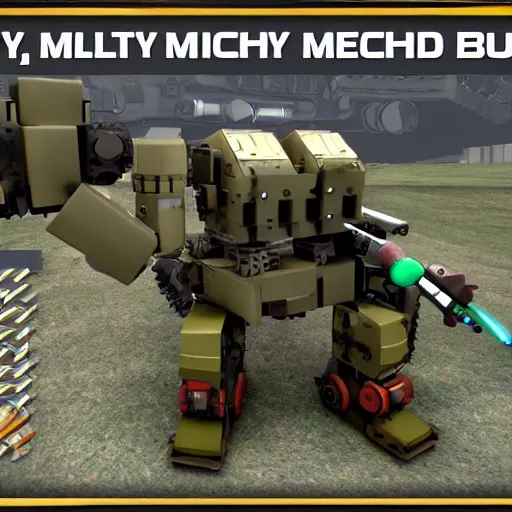Image similar to military mech build with many complicated modules