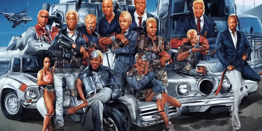 Prompt: The A-Team in the year 2030, very detailed, realistic, cinematic masterpiece