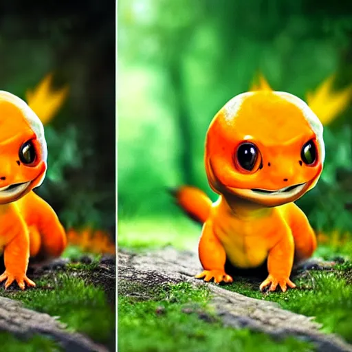 Image similar to real life charmander, realistic, animal photography, photoshop image manipulation, unstylized