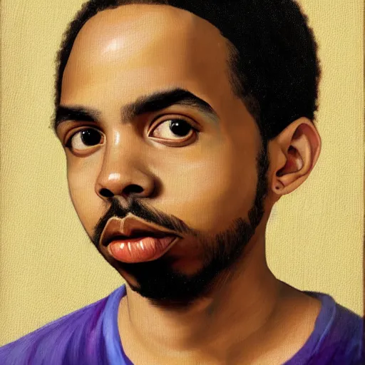 Image similar to a renaissance style portrait painting of earl sweatshirt