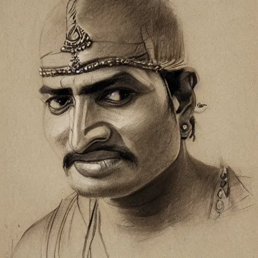 Image similar to portrait pencil sketch of a yakshagana artist by anders zorn