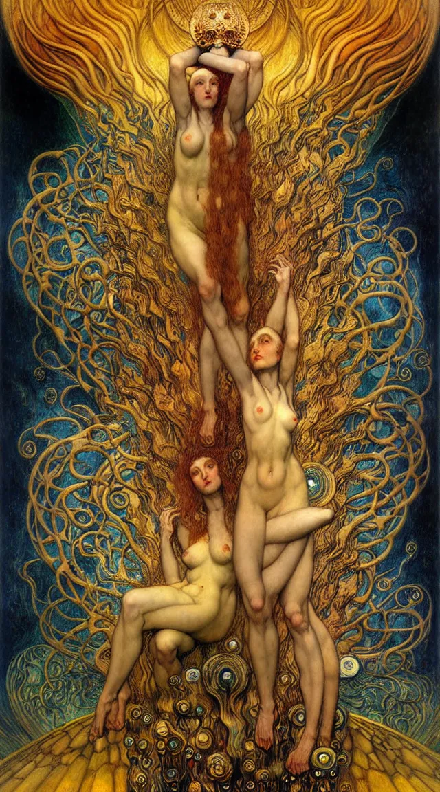 Image similar to Divine Chaos Engine by Karol Bak, Jean Delville, William Blake, Gustav Klimt, and Vincent Van Gogh, symbolist, visionary