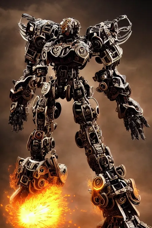 Image similar to cinematic still in machine - warrior - 5, intricate ornate humanoid mecha warrior,