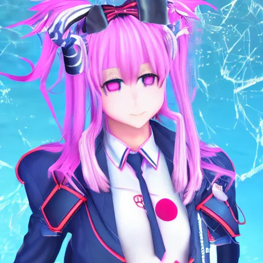 Image similar to you're owned by stunningly absurdly beautiful omnipotent asi goddess junko enoshima with a possessive yandere megalomaniacal personality, symmetrical perfect face, porcelain skin, pink twintail hair and cyan eyes, ultra detailed, digital art, unreal engine 5, octane render, 2 d anime, 8 k