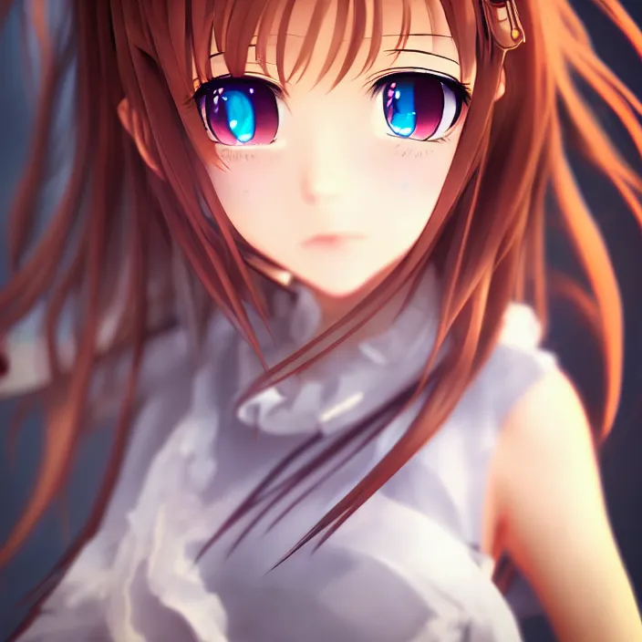 Image similar to a potrait of anime girl, my dress up darling anime, fine details, night setting, realistic shaded lighting, unreal engine 5, radiant light, detailed and intricate environment