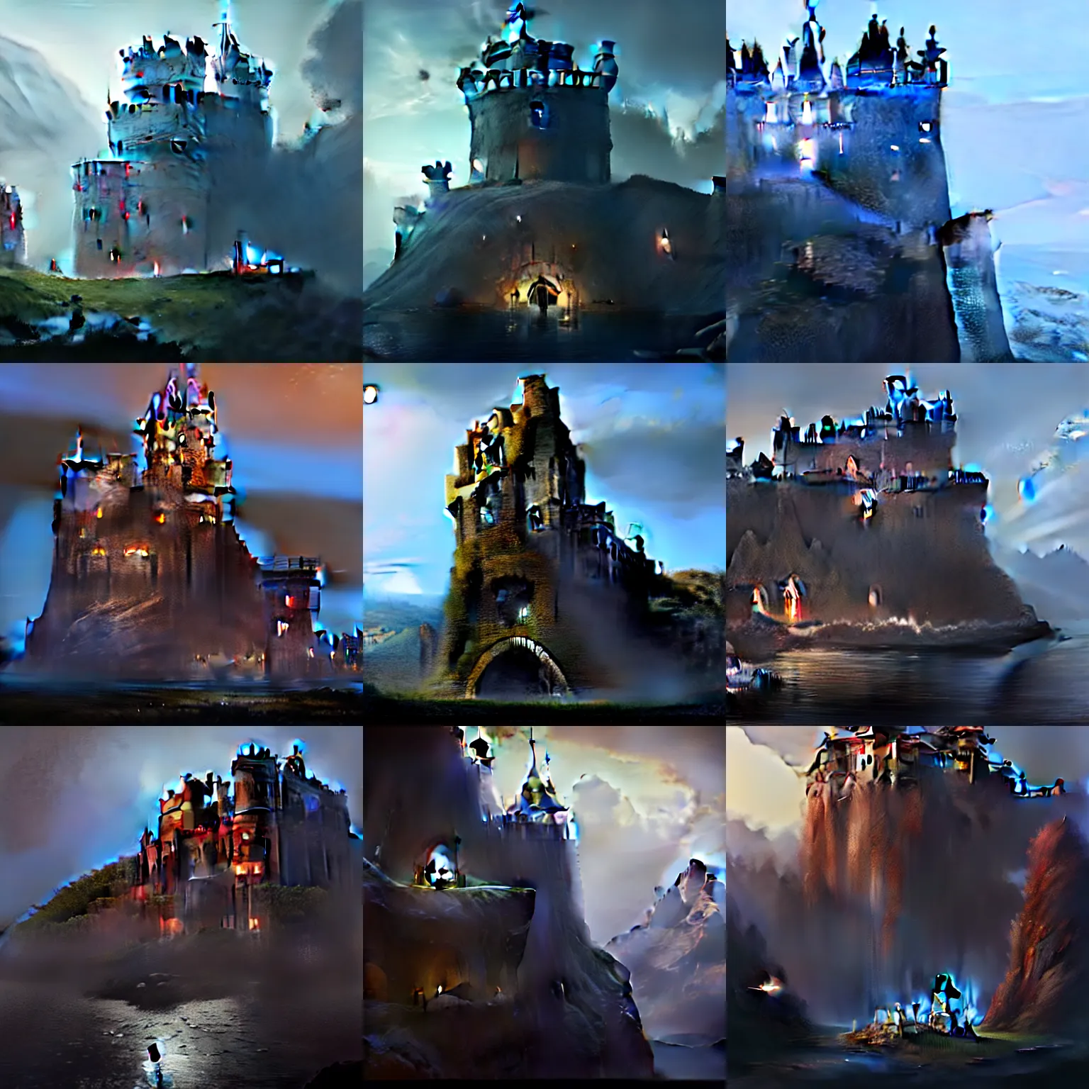 Image similar to Castle on the rock, Unreal Engine, Greg Rutkowski, ArtStation