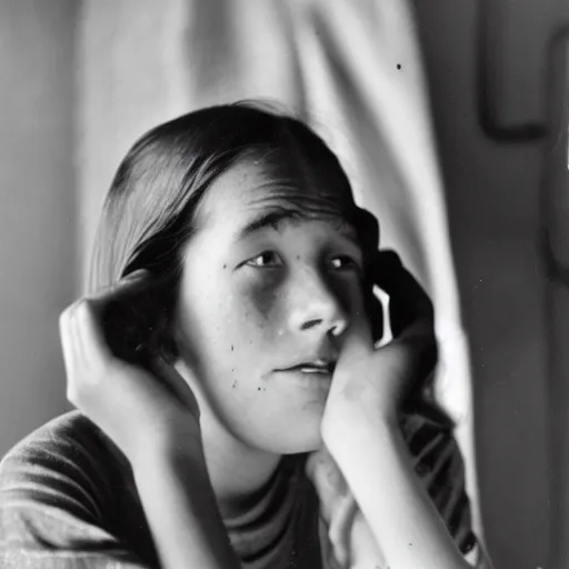 Prompt: photo of a young woman photo by Dorothea Lange